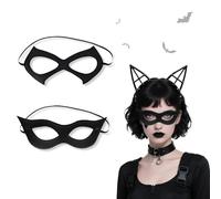 2Pcs Catwoman Mask, Masquerade Mask Cat Masks Adjustable, PU Leather Sexy Catwoman Costume Adult Women, Non Slip Cat Woman Half Face Masks for Halloween Party Masquerade, Mardi Gras Accessories