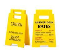 2pcs Caution Overstimulated Desk Sign, Hold on Partner I'm Overstimulated Humorous Desk Sign, Desk Decor for Office, School, Library, 10cm x 6.7cm