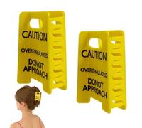 2Pcs Caution Overstimulated Hair Clip, Claw Clips - Funny Yellow Warning Sign Hair Accessories for Women & Girls, Strong Hold Hair Claw Clips for Thick Hair, Funky Hair Clips for Daily Use