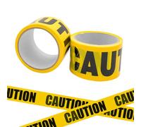 2Pcs CAUTION Tape Yellow Warning Tape Hazard Barrier Tape Self-adhesive Safety Caution Tapes Black Font CAUTION Halloween Decorations Outdoor Waterproof Warehouse Zoning Delimit Marker 4.8 CM x 25M