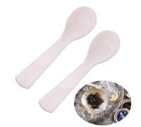 2pcs Caviar Spoons Shell Spoon Mother of Pearl, Caviar Spoons with Round Handle, Handmade Pearl Spoon for Caviar, Egg, Ice Cream, Coffee, Restaurant Serving. (3.54 Inches)