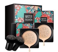 2PCS CC Cream Mushroom Head Air Cushion Foundation BB Cream, Long-Lasting Moisturizing Concealer, Even Skin Tone Makeup Base Flawless Moisturizing Oil Control Lightweight & Smoothing (Natural)