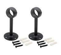 2PCS Ceiling Curtain Poles Brackets Heavy Duty Stainless Steel Rod Hanging Holders Silver/Black 25x100mm Standard Curtain Rod