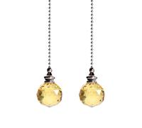 2PCS Ceiling Fan Pull Chain, Light Pull Chain Extension with Crystal Prism Ball, Bedroom Lamp Crystal Pull Cord, Decorative Fan Pull Chain, Fan Light Pull Chain/Blind Cord Pull (Gold)