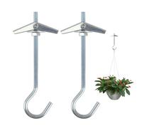 2Pcs Ceiling Hooks for Hanging Plants Wing Spring Toggle Hook M4/90mm Plasterboard Wall Mounted Ceiling Hanger Heavy Duty Swag Hooks for Cavity Walls Fixing Lights Flowerpots, Silver