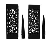 2Pcs Cemetery Grave Vase with Foam Spikes Outdoor in Ground Vase Black Column Unique Hollow Design Easy Installation Ground Insert Grave Flower Holders