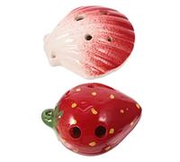 2pcs Ceramic 6 Hole Ocarina Shell Strawberry Beginner Instrument | Red, Cute Cartoon Styling, Portable for Indoor and Outdoor Use, for Children and First-time Players