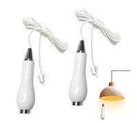 2PCS Ceramic Bathroom Light Pull Cord, Pull Cord Light Switch Bathroom, Pull Cord Handle with 150cm Light Pull Cord Extension and Cord Connector for Bedroom Toilet Lights Ceiling Fan Switch