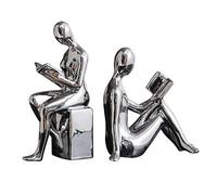 2Pcs Ceramic Book Ends, Decorative Bookends For Shelves, Heavy Duty Storage For Books, Book Ends For Shelves Decorative, Anti-Slip Ceramic Books Storage For Bookcase, Kitchen Cookbook Storage