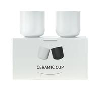 2Pcs Ceramic Coffee Cup Set,Espresso, Latte, Milk & Cold Brew,Thickened Design,Ideal for Kitchen Home White