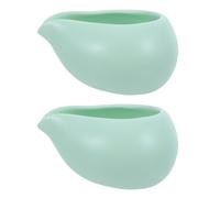 2pcs Ceramic Creamer Pitcher, Light Green Mini Milk Serving Jug | Matte Glaze, Airtight Seal, Heat Retention, Suitable for Honey, Jam, Salad Dressing, Coffee, Buffet Service