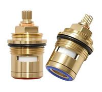2Pcs Ceramic Disc Cartridge, 3/4 High-Flow Brass Body Hot/Cold Water Valve Cartridge, Quarter Turn 50mm 20 Teeth, Quick-Opening Valve Cartridge Ceramic Disc (Red and Blue Set)