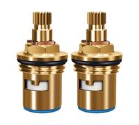 2PCS Ceramic Disc Faucet Cartridge, 1/4 Turn Tap Valve Replacement for Kitchen Bathroom Mixer Taps, Brass Core Water Valve Stem Repair Part