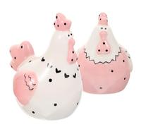2pcs Ceramic Hen Shaped Salt and Pepper Shakers for Kitchen Decor | Pink Farmhouse Style, Controlled Sprinkling, Space Saving Design, for Table Salt and Pepper at Bbqs