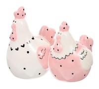 2pcs Ceramic Salt Pepper Holder Set for Kitchen Cooking Use Pink | Small Chicken Shape, Creative Embossed Design, Easy to Clean, Condiment Jars for Storing Seasonings