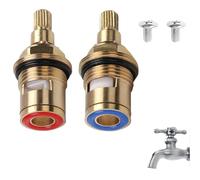 2Pcs Ceramic Tap Cartridges, Replacement Brass Ceramic Disc Valve Universal Mixer Brass Tap Glands Repair Kit 20 Teeth Quarter Turn Flow for Kitchen Bathroom and Shower Faucets (Hot and Cold)