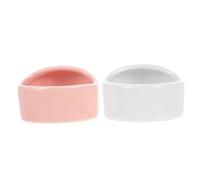 2pcs Ceramic Washable Feeding Bowls for Small Pets and Chinchillas | Glass Ice Cream Bowls, Hamster Food Dish, Hedgehog Feeding Bowls, Pink and White Set