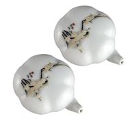 2pcs Ceramic Water Dropper for Calligraphy Students and Inkstone Use | Portable Desk Size, Smooth round Edges, Bright Color, Creative Floral Styling for Study Room