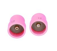 2Pcs Ceramic Welding Nozzle for WP9/17/18/20/25/26, 12#/14# TIG Welding Cup Kit, Easy Installation and Carrying with Plastic Box, Compact Size (Pink)