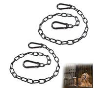 2pcs Chain,80cm Gate Chain Lock,Stainless Steel Gate Link,Chain Lock with Both-Ended Carabiners Suitable for Outdoor Fences,Pet Cages,Horse Goat Cattle Corral Supplies(Black)