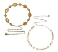 2PCS Chain Belts for Women, Adjustable Waist Chain for Jeans Dress, Boho Gold Belt for Shopping Daily Outfit