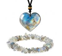 2pcs Chakra Bracelets for Women Men & Heart Healing Crystals Necklace Blue | Love Gems Stones Set, Natural Colorful Crystal Bracelet, Decorative Stone Luck Reiki Spiritual Little Wedding Favours Quartz