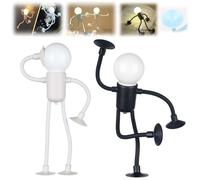 2pcs Changeable Shape Light Bulb Man Night Light,Funny Sportsman Night Light,DIY Suction Cup Bendable Desk Lamp,Decompression Ornaments for Bedroom Bathroom Hallway Decorations (W+B)