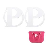 2pcs Charm for Bogg Bag, Decorative Bag Alphabet Lettering Bag Accessories Alphabet Letter Charms for Tote Bags Alphabet Inserts for Bogg Bag (White, P)