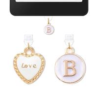 2PCS Charms for Kindle Initial B Letter Dust Plug Charm,E-Reader Accessories Charm,Compatible with Kindle Tablets and Phone Type C Charging Ports,Monogram Gifts for Mom Teacher Reader Booklovers