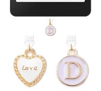2PCS Charms for Kindle Initial D Letter Dust Plug Charm,E-Reader Accessories Charm,Compatible with Kindle Tablets and Phone Type C Charging Ports,Monogram Gifts for Mom Teacher Reader Booklovers