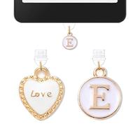 2PCS Charms for Kindle Initial E Letter Dust Plug Charm,E-Reader Accessories Charm,Compatible with Kindle Tablets and Phone Type C Charging Ports,Monogram Gifts for Mom Teacher Reader Booklovers