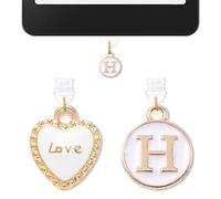 2PCS Charms for Kindle Initial H Letter Dust Plug Charm,E-Reader Accessories Charm,Compatible with Kindle Tablets and Phone Type C Charging Ports,Monogram Gifts for Mom Teacher Reader Booklovers