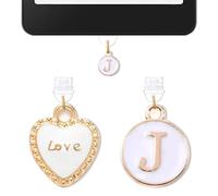 2PCS Charms for Kindle Initial J Letter Dust Plug Charm,E-Reader Accessories Charm,Compatible with Kindle Tablets and Phone Type C Charging Ports,Monogram Gifts for Mom Teacher Reader Booklovers