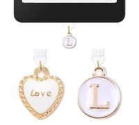 2PCS Charms for Kindle Initial L Letter Dust Plug Charm,E-Reader Accessories Charm,Compatible with Kindle Tablets and Phone Type C Charging Ports,Monogram Gifts for Mom Teacher Reader Booklovers