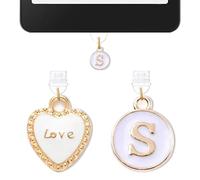 2PCS Charms for Kindle Initial S Letter Dust Plug Charm,E-Reader Accessories Charm,Compatible with Kindle Tablets and Phone Type C Charging Ports,Monogram Gifts for Mom Teacher Reader Booklovers