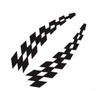 2pcs Checkered Flag Racing Decals For Car Wheel Eyebrow Vinyl Stickers Black White Red Graphics Auto Truck Van Camper Decoration(Black)