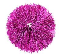 2PCS Cheerleading Poms Dance Ball Party Sports Pompoms Metallic Foil Cheerleader Pom Poms Sports Party Accessories for Football Basketball Cheers (Rose red, Large)