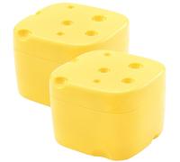 2PCS Cheese Keeper for Refrigerator, 350ml Food Grade Plastic Cheese Storage Sliced Cheese Container for Fridge Cheese Slice Holder Leakproof Reusable Cheese Slice Holder with Lid Yellow