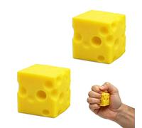 2PCS Cheese Squishy Fidget Toys, Butter Squishy Cheese Squishys Toy, Anxiety Relief Squishes for Office Decompression and Stress Relief Yellow (Suitable for Ages 15 and Up)