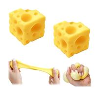 2Pcs Cheese Squishy for Adults, Easy Sqweezy Square Cheese Stress Ball, Rebounding Fidgets Sensory for Adults, Simulation Food Shape for Anxiety Relief