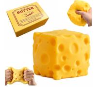 2Pcs Cheese Squishy Jumbo, Jumbo Cheese Squishy Fidget Item Set, Giant Cheese Squishy Squeeze Item, Soft Squeeze Cheese for Office and Home, 2 Piece Set with Butter Shape