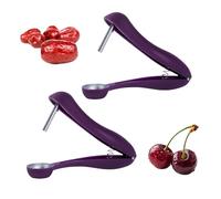 2PCS Cherry Pitter, Cherry Stoner Remover UK Cherries Pip Remover Cherrystone Plum Portable Cherries Pitter Tool Kitchen aid with Space-Saving Lock Design for Kitchen and Picnics(Purple)