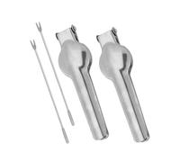 2pcs Chestnut Cutter Tools, Stainless Steel Durable Chestnut Openers Scoring Cracker Clip with 2 Picks Practical Kitchen Tool Accessories for Walnuts Hazelnuts (Silver)