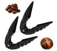 2pcs Chestnut Peeler Tools, Plastic and Alloy Chestnut Cracker Cutter Tool with Slicer Sharp Blades Automatic Spring & Non-Slip Tray for Nuts Easy Kitchen Shelling Opener