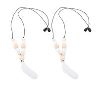 2pcs Chewy Necklace Sensory Necklace Reduce Finger Chewing Soft Silicone Chew Necklace Chewable Pendant for Autism, ADHD (White)