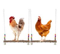 2PCS Chicken Bird Swings - Natural Wooden Swing Toys with Wooden Stands for Chickens, Hens & Parrots