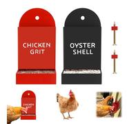 2PCS Chicken Feeders, Oyster Shell And Grit Feeder for Chickens, Hanging Gravity Poultry Feeder Trough, Chicken Coop Accessories, No Waste Design, Precision Nutrition (Black+Red)