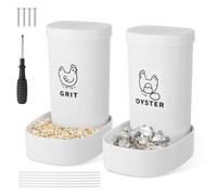 2Pcs Chicken Oyster Shell and Grit Feeder Plastic Chicken Feeder with Screw and Zip Tie Dispenser Poultry Accessories for Feeding Duck Outdoor Chick