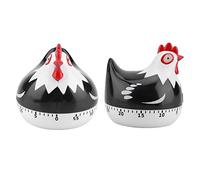 2PCS Chicken Shaped Kitchen Timer, Cute 60 Minute Wind up Cooking Timer Countdown Mechanical Rotating Timer Digital Alarm Clock for Cooking Baking Shower Classroom Study Toothbrush(Black)