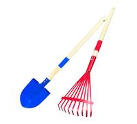 2Pcs Child Safe Wooden Rakes Shovel Set for Yard Work Sand Play Detachable Head Wooden Construction Gardening Toy Kids Gardening Tool Outdoor